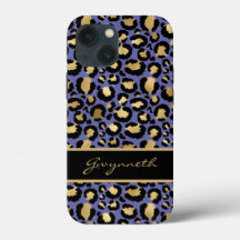 Utskrift av mycket Peri Lila Black Monogram Leopar