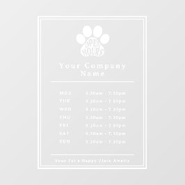 Utskrift av öppningstimmar för affärslagerfront