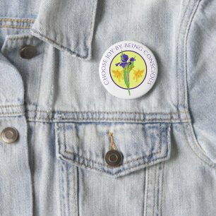 Utskrift av övertonad Blommigt i harmoni med grafi Knapp