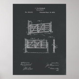 Utskrift av patent för Farm Grind på kalkylbord Poster