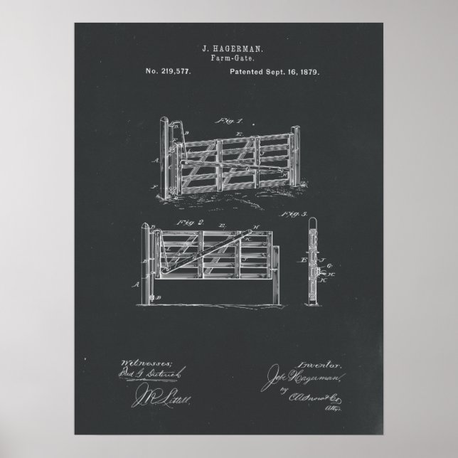 Utskrift av patent för Farm Grind på kalkylbord Poster (Framsidan)