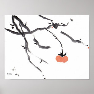 Utskrift av Persimmon och Grenar Art Poster