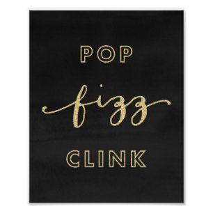 Utskrift av popup-fizz Clink Black och Guld Art Fototryck