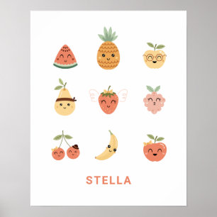 Utskrift av Poster frukt i cute