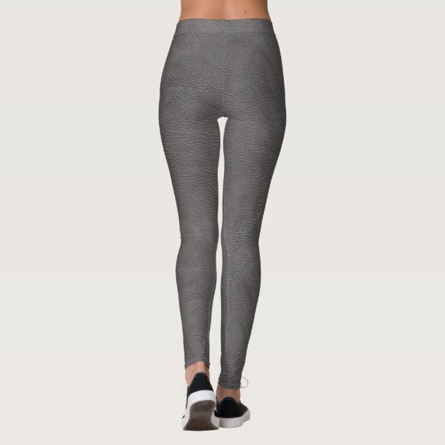 Utskrift av rå Grått-läder Leggings (Baksida)