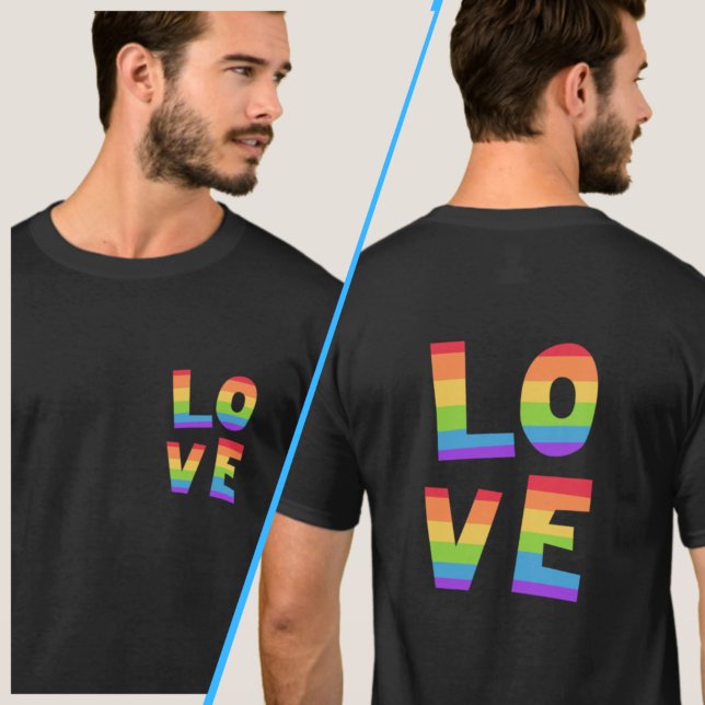Utskrift av Rainbow Färg KÄRLEK Gay pride LGBT Fro T Shirt (Skapare uppladdad)