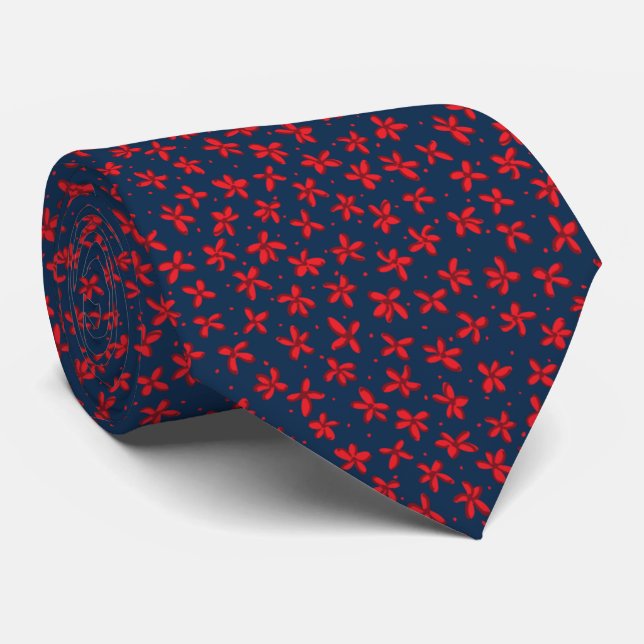 Utskrift av Red & Navy Mini Blommigt Slips (Rullad)