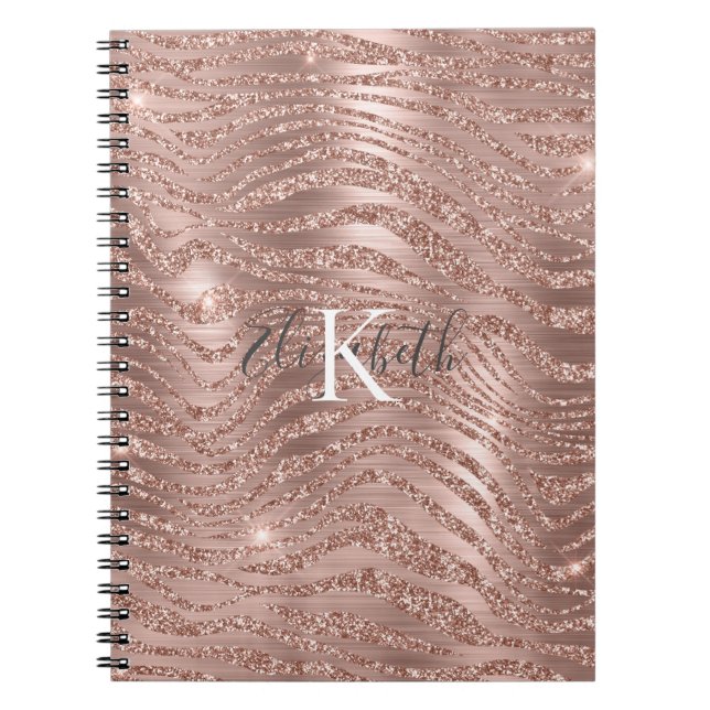 Utskrift av Ro-djur i Monogram Namn Guld Glitter Anteckningsbok (Framsidan)