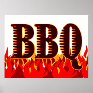 Utskrift av röda glödlampor i BBQ Art Poster