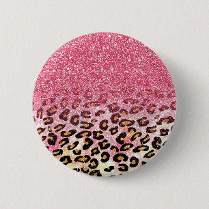 Utskrift av rosa faux glitter leopard knapp