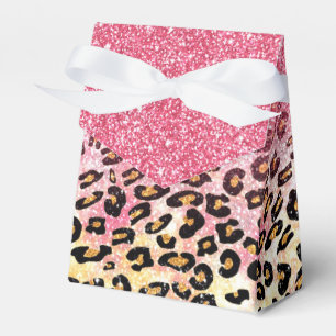 Utskrift av rosa faux glitter leopard presentaskar