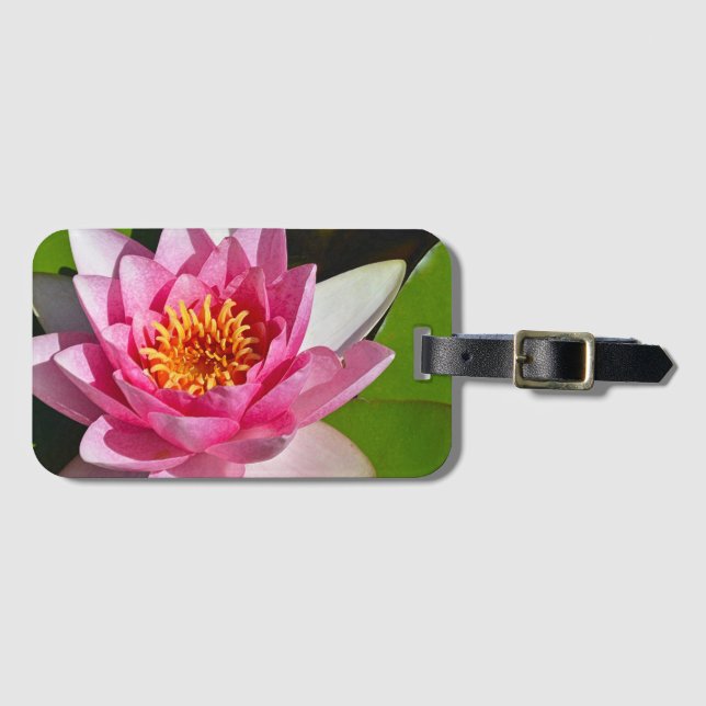 Utskrift av rosa vatten lily blommigt bagagebricka (Framsida horisontal)