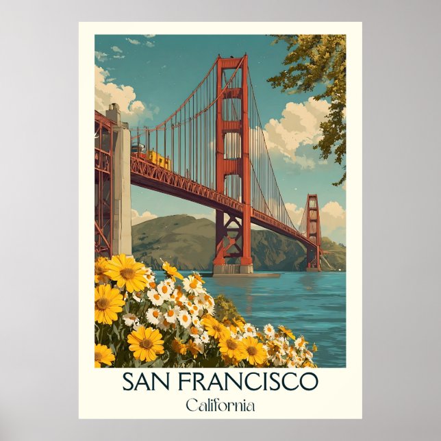 Utskrift av San Francisco California Art | Golden  Poster (Framsidan)