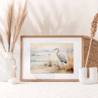 Utskrift av sandhill Crane Watercolor Poster