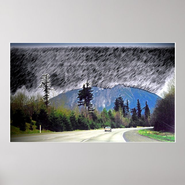 Utskrift av Seattle Rain Poster (Framsidan)