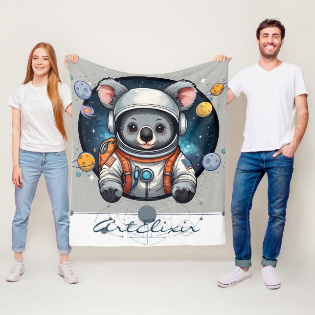 Utskrift av space Koala Fleecefilt (På plats)