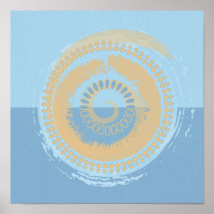 Utskrift av Spiral med blå och tonig abstrakt Poster