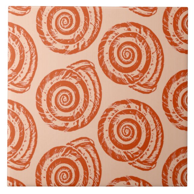 Utskrift av spiral Seashell-block, korallisk Orang Kakelplatta (Framsidan)