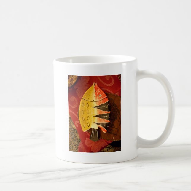 Utskrift av streckad fiskekonst kaffemugg (Höger)