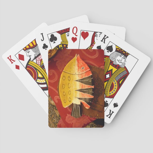 Utskrift av streckad fiskekonst kortlek (Baksidan)