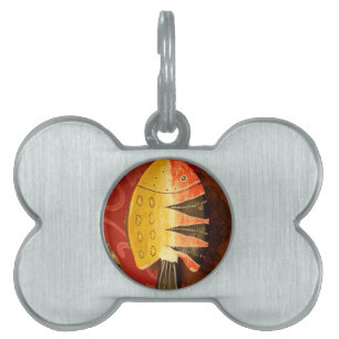 Utskrift av streckad fiskekonst namnbricka husdjur