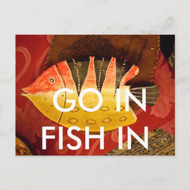 Utskrift av streckad fiskekonst vykort (Framsida)
