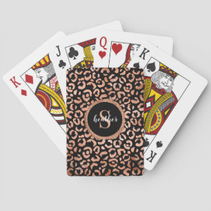 Utskrift av svart leopard på monogram Girly Black Casinokort