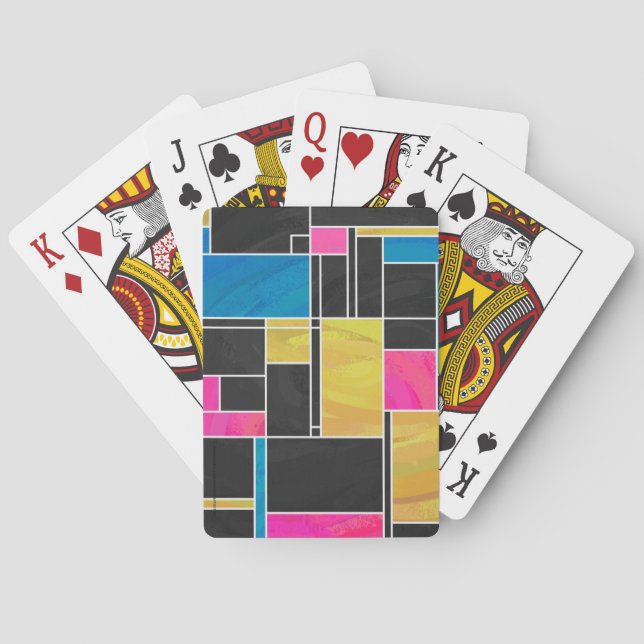 Utskrift av svart mondrian Blue Rosa Black Casinokort (Baksidan)
