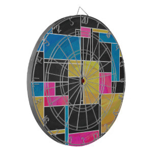 Utskrift av svart mondrian Blue Rosa Black Darttavla