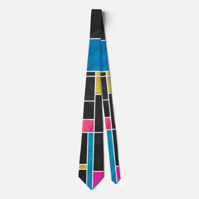 Utskrift av svart mondrian Blue Rosa Black Slips (Framsida)