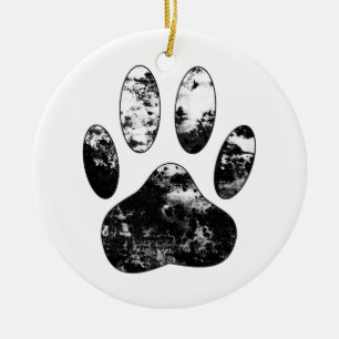 Utskrift av svart och vit Hund Julgransprydnad Keramik