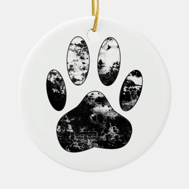 Utskrift av svart och vit Hund Julgransprydnad Keramik (Framsidan)