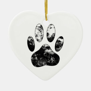 Utskrift av svart och vit Hund Julgransprydnad Keramik