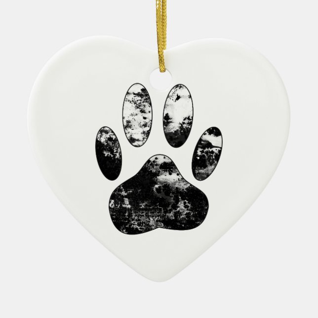 Utskrift av svart och vit Hund Julgransprydnad Keramik (Framsidan)