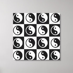 Utskrift av svart, vit, kontrollerad Yin-yang Zen- Canvastryck