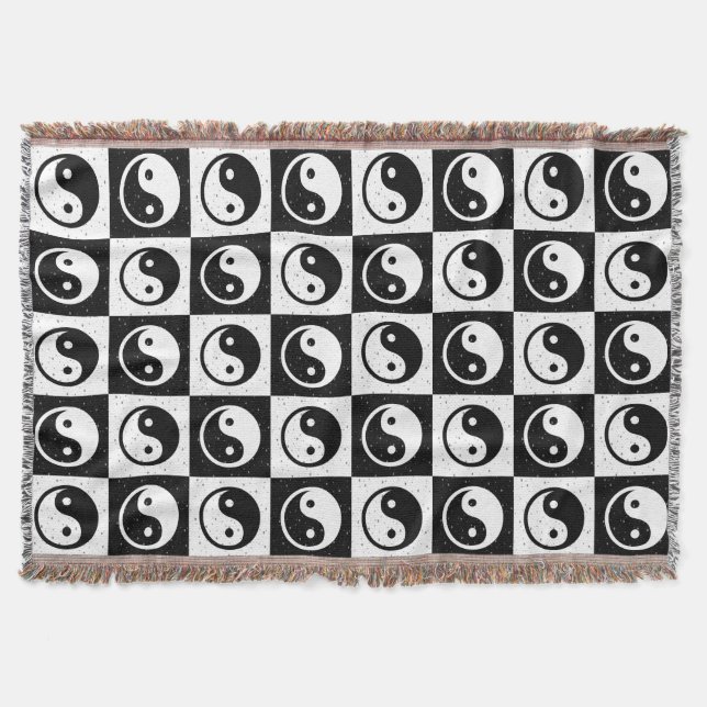 Utskrift av svart, vit, kontrollerad Yin-yang Zen- Filt (Framsidan)