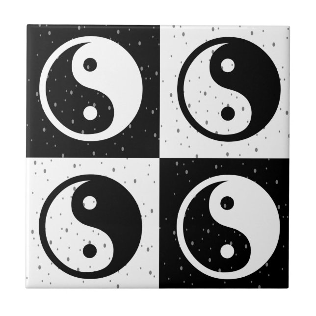 Utskrift av svart, vit, kontrollerad Yin-yang Zen- Kakelplatta (Framsidan)