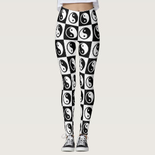 Utskrift av svart, vit, kontrollerad Yin-yang Zen- Leggings