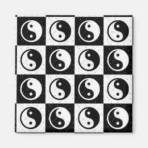 Utskrift av svart, vit, kontrollerad Yin-yang Zen- Magnet