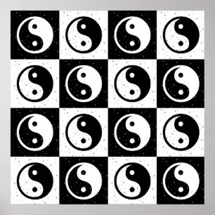 Utskrift av svart, vit, kontrollerad Yin-yang Zen- Poster