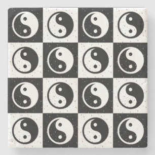 Utskrift av svart, vit, kontrollerad Yin-yang Zen- Stenunderlägg