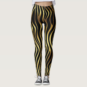 Utskrift av svarta och Guld-djur Leggings