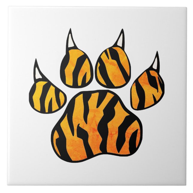 Utskrift av tiger Paw Kakelplatta (Framsidan)
