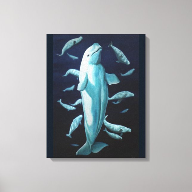Utskrift av utdragen Canvas Beluga Whales Art (Framsida)