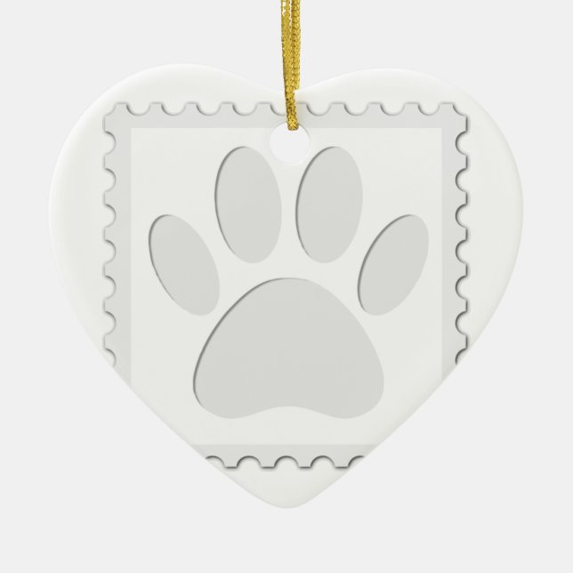 Utskrift av utskrift av hund Paw Julgransprydnad Keramik (Framsidan)