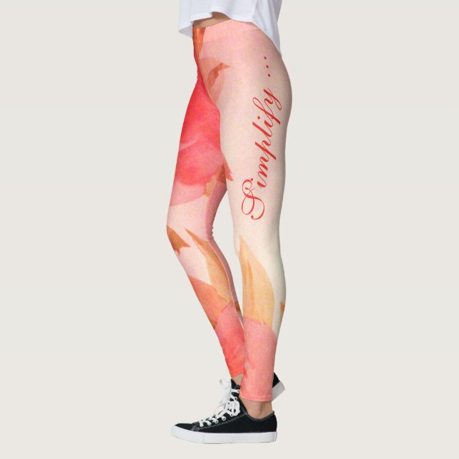 Utskrift av vattenfärg för korall Ro Leggings (Vänster)