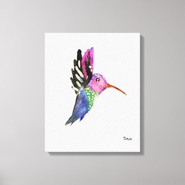 Utskrift av vattenfärg Hummingbird Canvas Wall Art (Framsida)