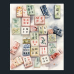 Utskrift av vattenfärg Mahjong Art Poster<br><div class="desc">Söt vattenfärgsmahjong-konst med tre originalutskrifter från Nicole.</div>