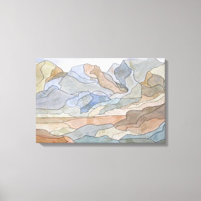 Utskrift av vattenfärgremsor i bergsregioner canvastryck (Framsida)