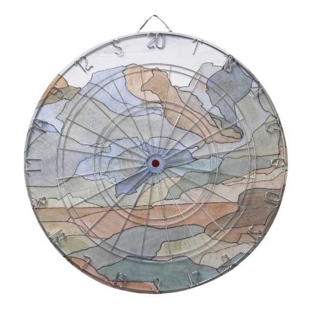 Utskrift av vattenfärgremsor i bergsregioner darttavla (Framsidan)